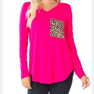Zenana Outfitters Pink Relaxed Long Sleeve Tee